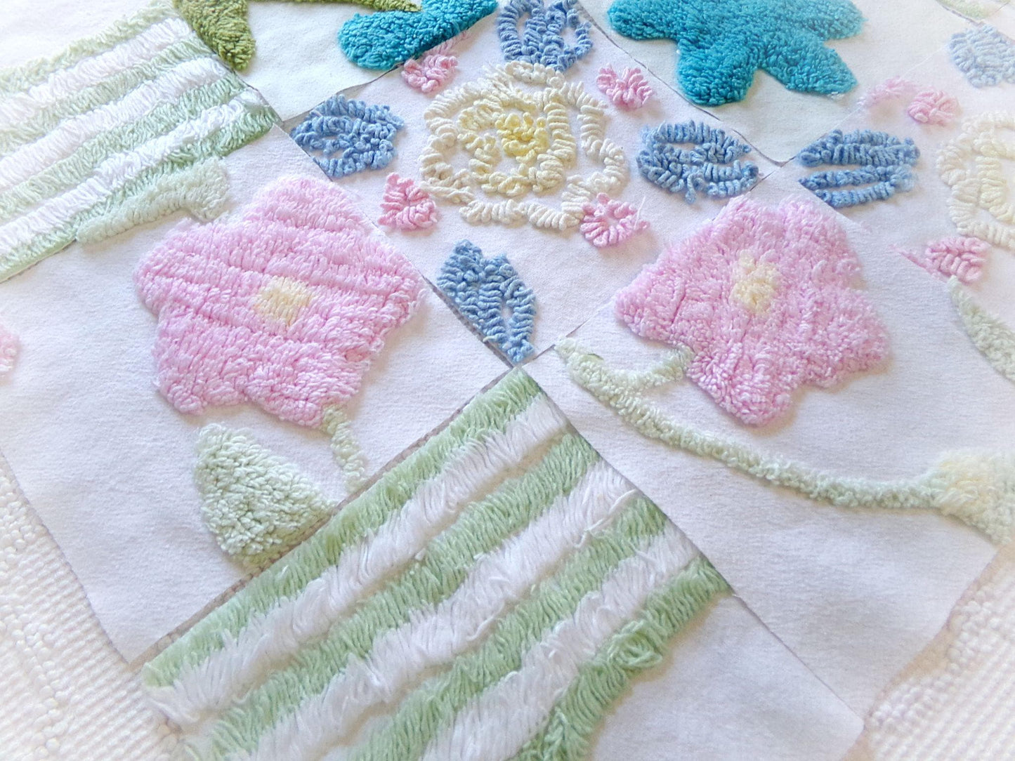 chenille fabric squares, 6" blocks in vintage style floral textured patterns, 16 piece set ideal for quilting, diy pillows, crafts, sewing