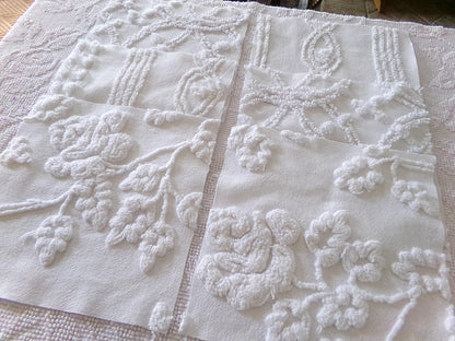ivy rose 9.5" chenille fabric squares, set of 6 white quilt blocks, versatile geometric prints for sewing, crafts