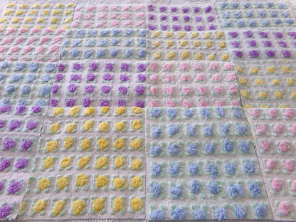 Premium Rosebuds Medley of chenille fabric squares, quilt square set cut from Vintage Chenille Bedspread Fabrics, 16 Blocks, 6" x 6" inch