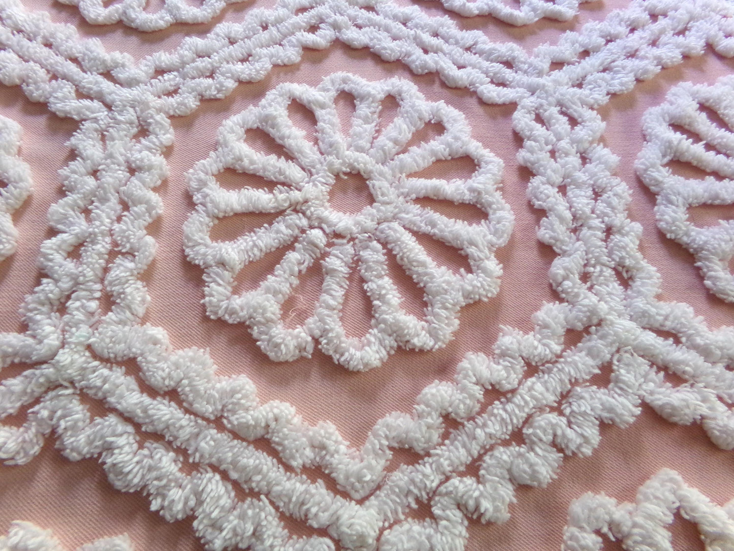 Lovely Fabric from Vintage Chenille Bedspread, 26" x 19" inch Piece, Shabby Sweet in DIY Pillows & Quilts