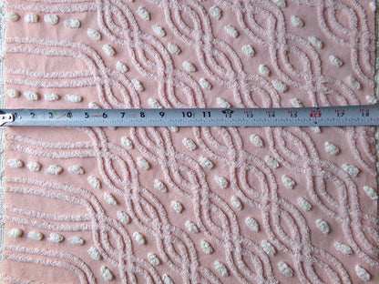 wandering eternity links vintage pink chenille fabric, contrast white pops, 17" x 25" piece for chenille quilts, pillows, fiber arts