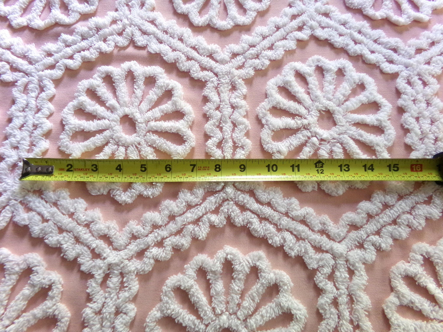 Lovely Fabric from Vintage Chenille Bedspread, 26" x 19" inch Piece, Shabby Sweet in DIY Pillows & Quilts