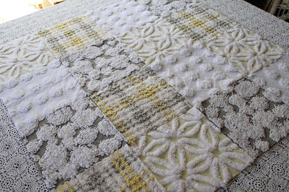 Sun & Clouds Chenille Quilt Squares Set, Rotary Cut from Vintage Chenille Bedspread Fabric, 17 Blocks, 6" x 6" inch each