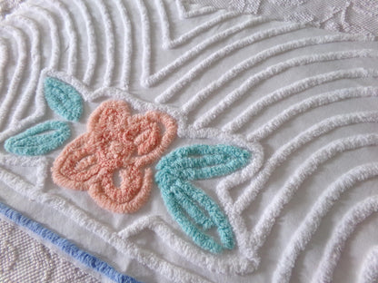 Plush Tropical Swirl Flower Vintage Chenille Fabric, 28" x 14" inch Piece, Tropical Sewing Material Great for DIY Pillow Covers