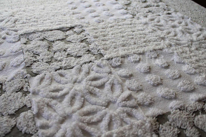 Blizzard Chenille Quilt Squares Set, Rotary Cut from Vintage Chenille Bedspread Fabric, 16 Blocks, 6" x 6" inch each
