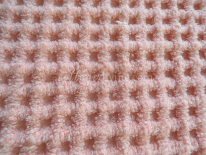 Mini Grid Vintage Chenille Quilt Fabric in Peach Bliss, 24" x 25" Piece, Snuggly Soft Cotton Waffle Tufting