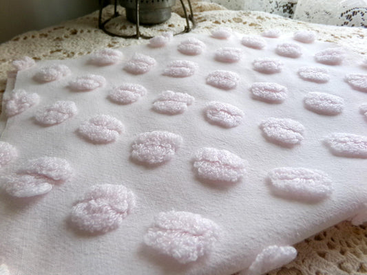 Pink Ice Pops Vintage Chenille Fabric, Cute Coffee Bean Popcorns, 18" x 12" inch Piece