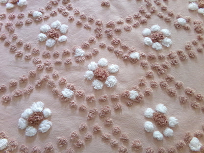 Boho Clamshell Daisy Vintage Chenille Fabric, 23" x 20" cut piece, 100% Cotton Handmade Hippie Daisies Design