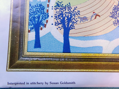 Vintage The BIG FARM In The SPRING Paragon Crewel Embroidery Kit #0125, American Folk Art Stitchery, Susan Goldsmith