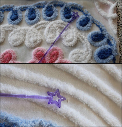 Cottage Hearts & Pink Roses Vintage Chenille Fabric, Classic 50s Design, 38" x 18" inch LARGE piece