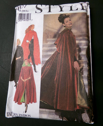 Vtg Style Sewing Pattern 2377 Hooded Cape Size S-M-L-XL UNCUT OOP 1993 Glamour