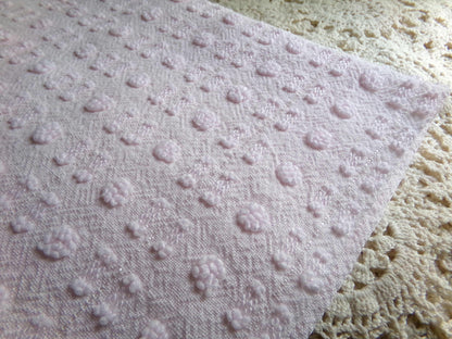 Pink Wink Vintage Chenille Fabric, Cute Tiny Dot Dash Pattern, 18" x 24" inch Piece, for Sewing Material