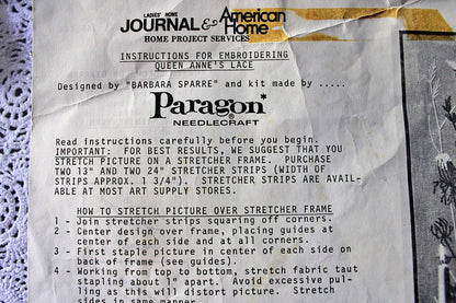 QUEEN ANNE'S LACE Crewel Stitchery Kit, Vintage 02233X Paragon Needlecraft Embroidery, Hippie Style Wall Hanging, Barbara Sparre, Open Pkg