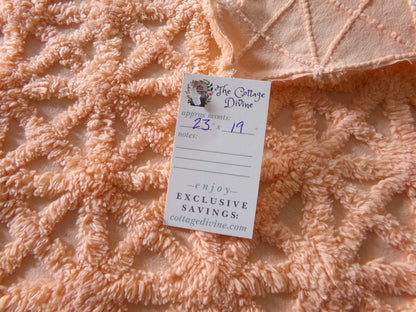 Twinkle Little Star Vintage Chenille Fabric, Plush Peach Glow Sewing & Quilting Material, 19" x 23" inches
