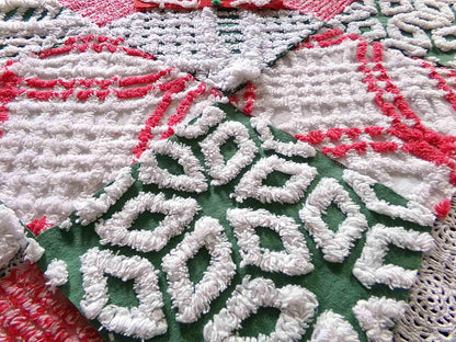 Christmas Chenille Quilt Squares, Set of 17 Festive Red, White & Green 6" Cotton Quilt Blocks, ideal for holiday crafts, quilting and sewing