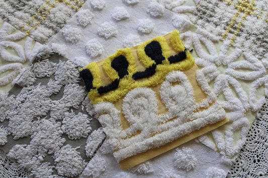 Sun & Clouds Chenille Quilt Squares Set, Rotary Cut from Vintage Chenille Bedspread Fabric, 17 Blocks, 6" x 6" inch each