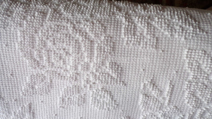 Cabbage Rose Dainty Dot Vintage White Chenille Fabric, 20" x 30" inch Piece, Versatile in Quilts, Pillows & Tote Bags