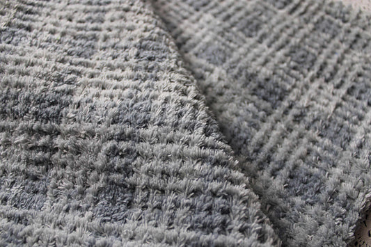 Cozy Chenille Fabric in Moody Storm Grey Plaid, Vintage Style 20" x 25" inch Piece, great for quilt fabric, crafts, stuffed toys