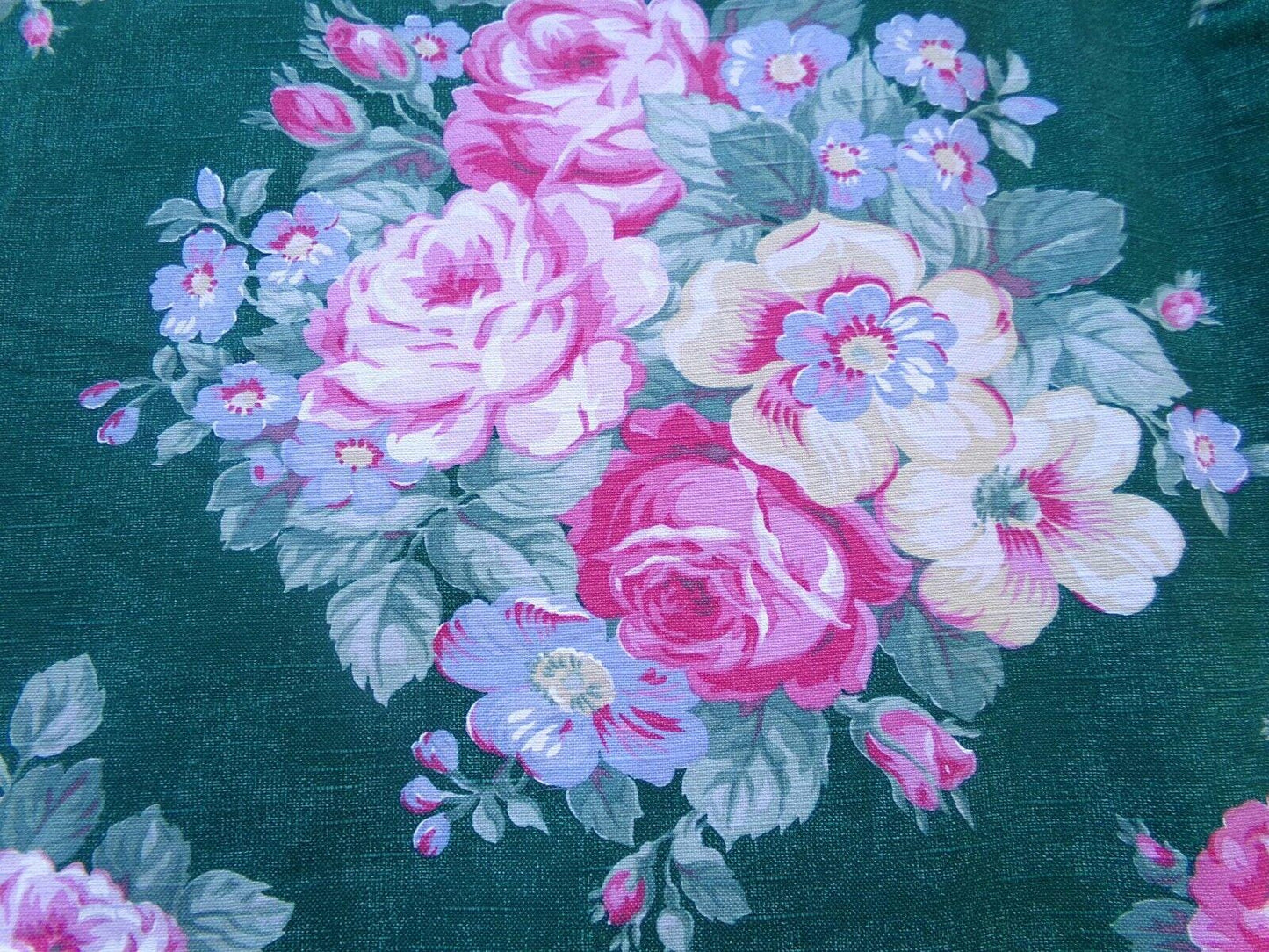 Ralph Lauren Hayley Floral Drapes Window Curtains, Pair of Vintage Green Panels