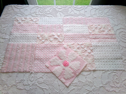 peaceful pinks 6" chenille fabric squares, set of 17 cottage chic quilt blocks for quilting, sewing & crafts