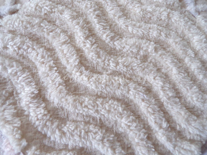 Cream Latte Quilt Squares Set from Vintage Chenille Bedspread Fabric, 16 Blocks, 6" x 6" inch, Neutral tones