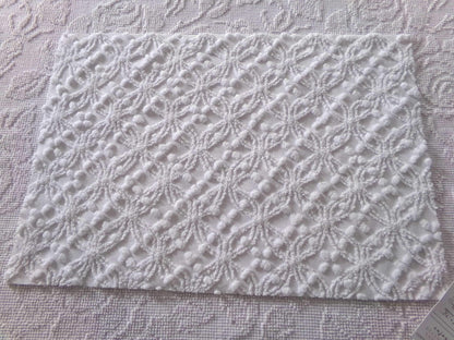 Simple White Vintage Chenille Fabric, Classic Wedding Rings & Dots, 14" x 21" inch piece of sewing material for quilts, pillows, crafts