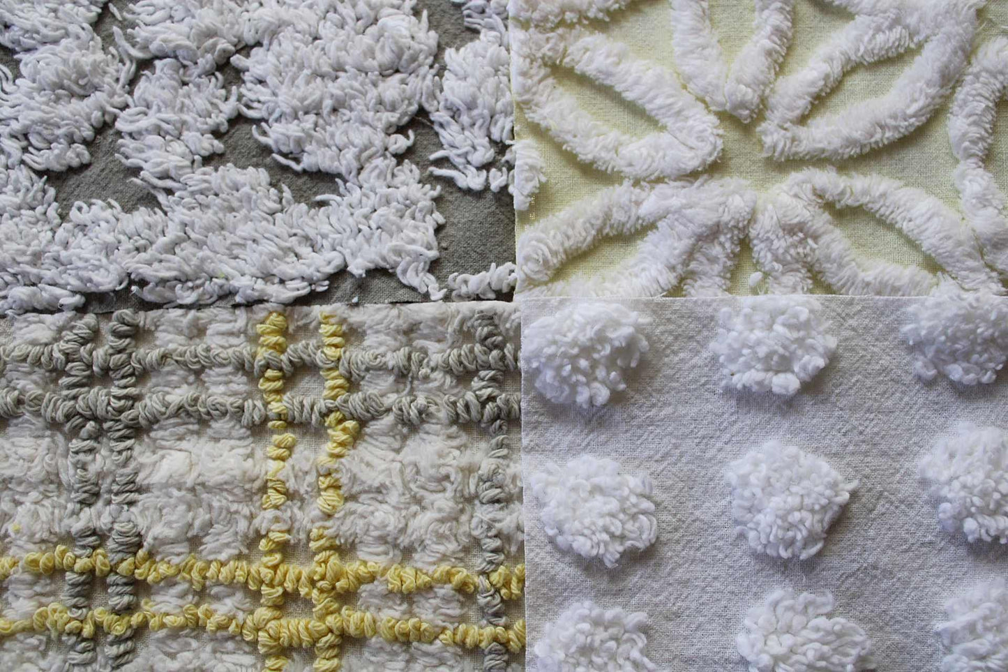 Sun & Clouds Chenille Quilt Squares Set, Rotary Cut from Vintage Chenille Bedspread Fabric, 17 Blocks, 6" x 6" inch each