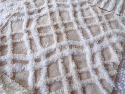 Cream Latte Quilt Squares Set from Vintage Chenille Bedspread Fabric, 16 Blocks, 6" x 6" inch, Neutral tones