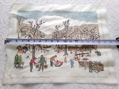 Grandma Moses SUGARING OFF Completed Cross Stitch Embroidery Paragon Stitchery 0210 - Rustic Country Winter Scene