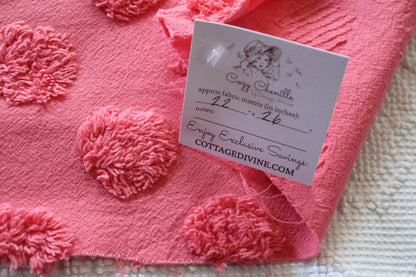 Zesty Jumbo Watermelon Pops Vintage Style Chenille Fabric, Wideset Coin Pop Design, 22" x 26" inch piece with fringe