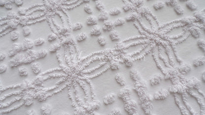 Farmhouse White Vintage Chenille Fabric Piece, 20" x 24" inches, Versatile & Neutral in Quilts and Pillows