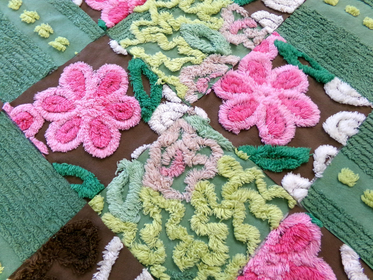 vintage chenille fabric squares, set of 16 magical boho 6" blocks for arts & crafts, sewing