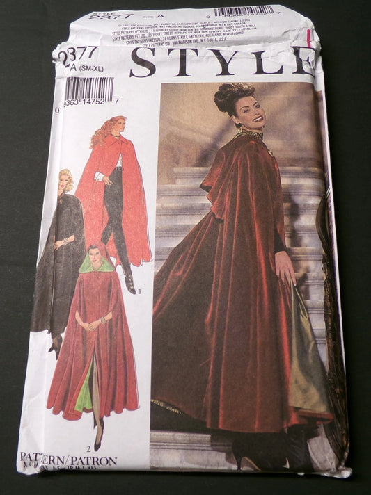 Vtg Style Sewing Pattern 2377 Hooded Cape Size S-M-L-XL UNCUT OOP 1993 Glamour