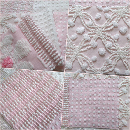 peaceful pinks 6" chenille fabric squares, set of 17 cottage chic quilt blocks for quilting, sewing & crafts