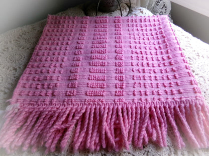 pink pearly pops vintage chenille fabric, 20" x 24" cut piece quilt material for sewing, crafts, upcycling, fun texture & unique design