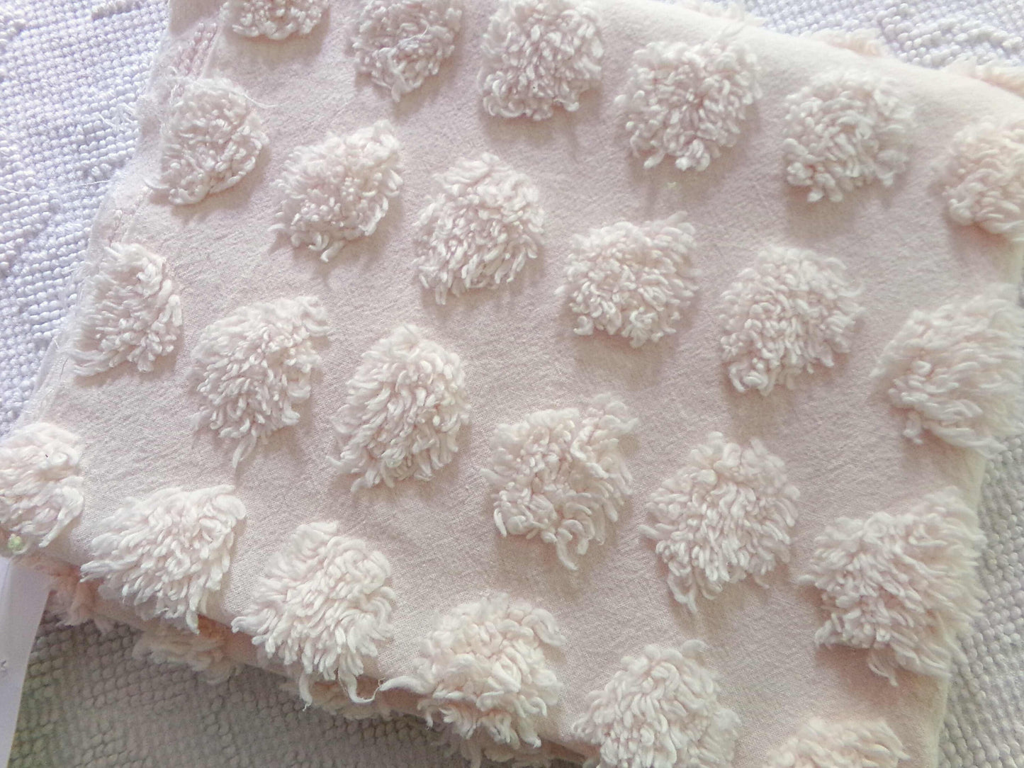 Fluffy Jumbo Coin Pops Vintage Chenille Quilt Fabric, Radiant Blush, 18" x 34" Piece, Lovely in Handmade Quilts