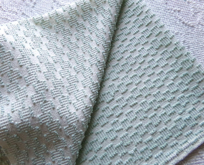 vintage texturized chenille fabric, dancing sage green tempo tufts, 18" x 24" inch piece of sewing material for quilting & crafts