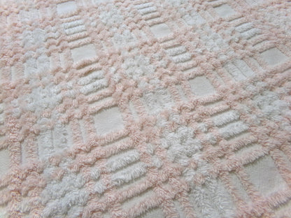 snuggly vintage chenille fabric, summery cottage plaid pattern, 18" x 24" cut piece