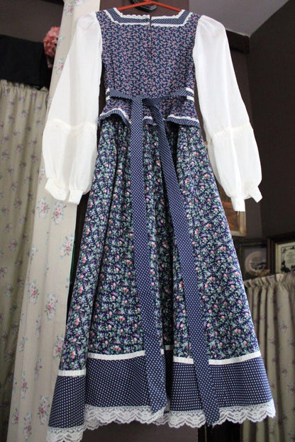 Beautiful Gunne Sax Vintage Clothing Lot 2 Dresses, Peplum Boho Floral, Prairie Midi
