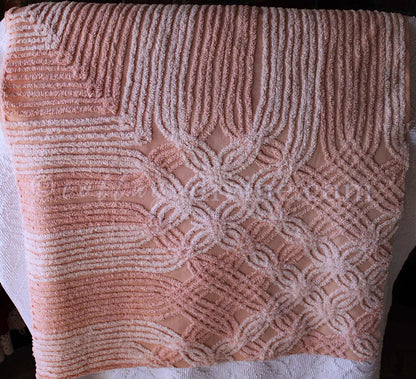 Nostalgic Cozy Tonal Pink Vintage Chenille Quilt Fabric, 23" x 24" inch Piece, Lovely in Handmade Quilts