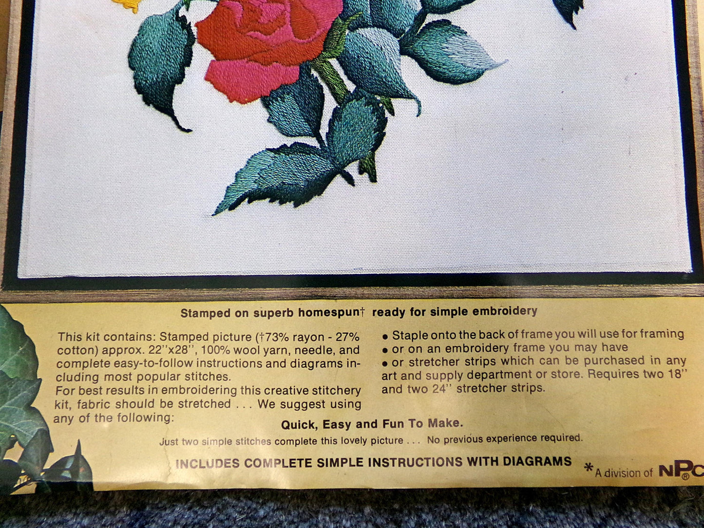 ROSE FANTASY Vintage Paragon Crewel Embroidery Kit #0515, Elegant Garden Roses Stitchery, Gail Bruckner Design