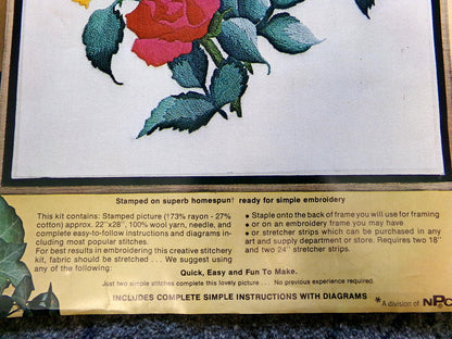 ROSE FANTASY Vintage Paragon Crewel Embroidery Kit #0515, Elegant Garden Roses Stitchery, Gail Bruckner Design