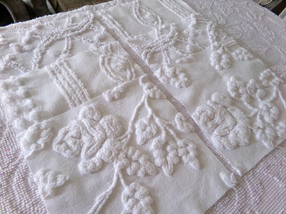 ivy rose 9.5" chenille fabric squares, set of 6 white quilt blocks, versatile geometric prints for sewing, crafts