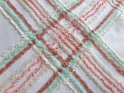 cottage plaid vintage chenille fabric: country style sewing material, 18" x 27" piece