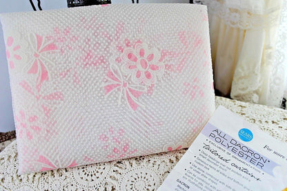 Vintage Flocked Curtain, Petal Pink Daisy & Dot Pattern, SINGLE Sheer Panel, 72"L