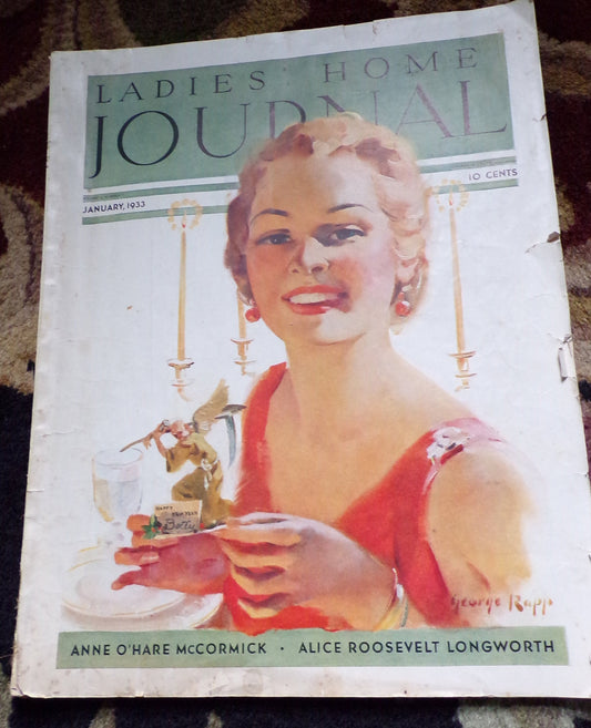 Ladies Home Journal January 1933 Magazine, Vintage Advertising, Alice Roosevelt Longworth