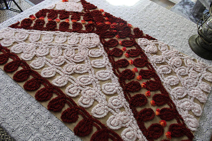 cinnamon swirl vintage chenille fabric: plush boho sewing material, quality 18" x 28" cotton