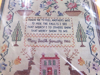TEACH ME Cross Stitch Sampler Kit Vtg Paragon Needlecraft 0974 Belgian Linen