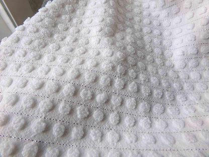 Simple White Pop Chenille Fabric, 20" x 24" inch Vintage Morgan Jones Piece, cotton blend with silver shimmer lurex
