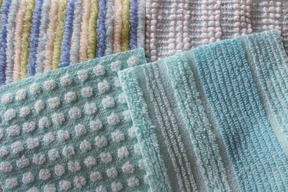 Sea Mist Chenille Quilt Squares Set, from Vintage Bedspread Fabric, 17 Blocks, 6" inch in Coastal Blues, Aqua